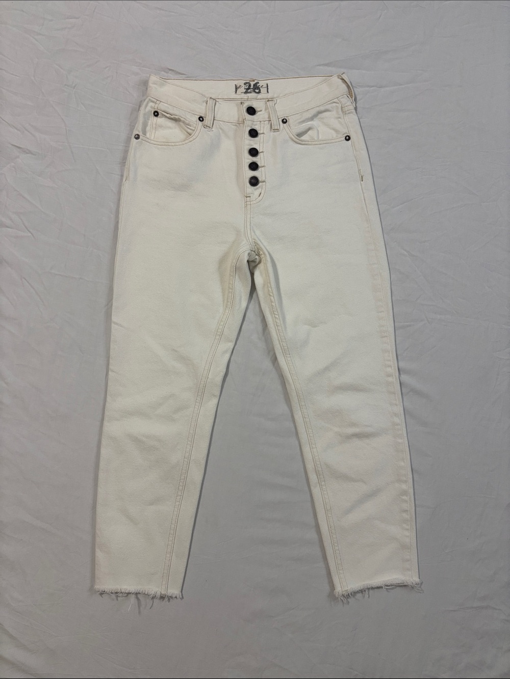 We The Free High-Rise Cream/White 5 Button-Fly Capri length Jeans